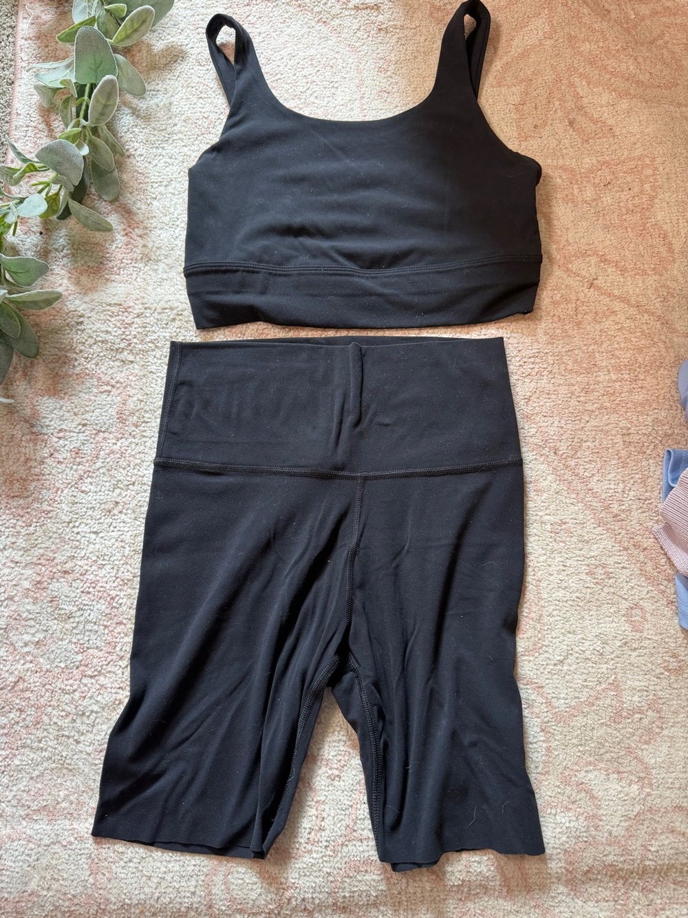 Black Nike Women's High-Waist Bike Shorts and Crop Tank Set